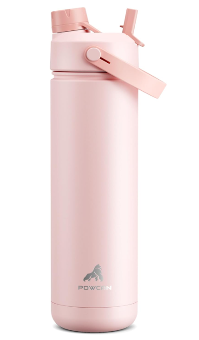 26 oz Insulated Water Bottle – 2-in-1 Straw & Spout Lid, Leak-Proof, Fits Cup Holder – Cotton Candy