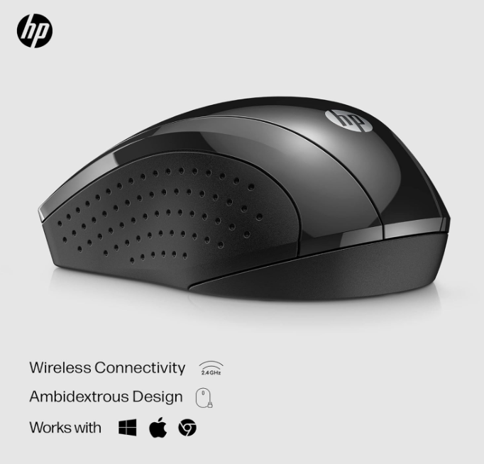 HP X3000 G3 Wireless Mouse – 1600 DPI, 15-Month Battery, Side Grips, Travel-Friendly, Black (683N7AA)