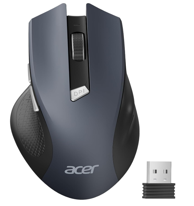 Acer Wireless Mouse 2.4GHz, USB Cordless Mouse with 6 Buttons, Adjustable DPI up to 1600, for PC/Laptop/Desktop