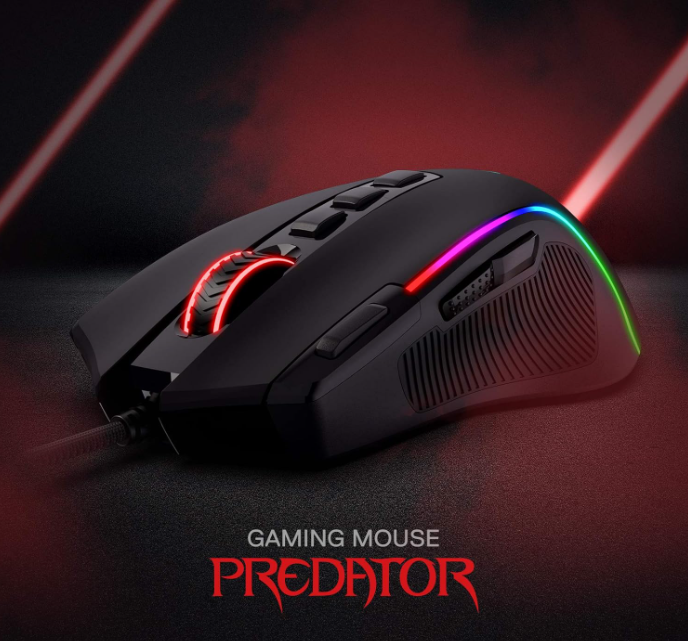 Redragon M612 RGB Gaming Mouse – 8000 DPI, Wired, 11 Programmable Buttons, 5 Lighting Modes, Rapid Fire, Customizable Software