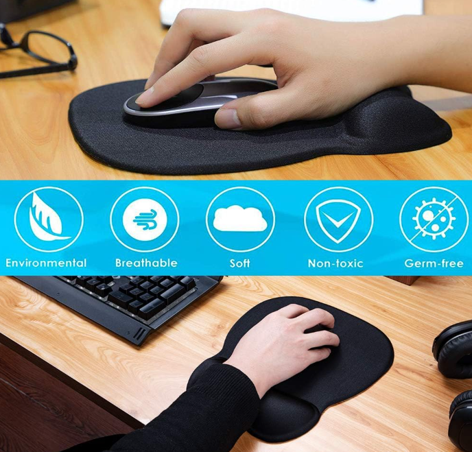 MROCO Ergonomic Gel Mouse Pad with Wrist Support – Non-Slip Base for Pain Relief – 9.4x8.1in, Several Colors