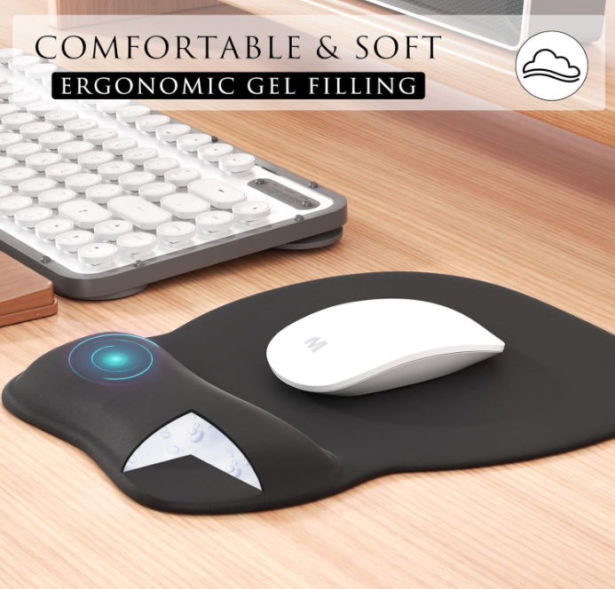 MROCO Ergonomic Gel Mouse Pad with Wrist Support – Non-Slip Base for Pain Relief – 9.4x8.1in, Several Colors