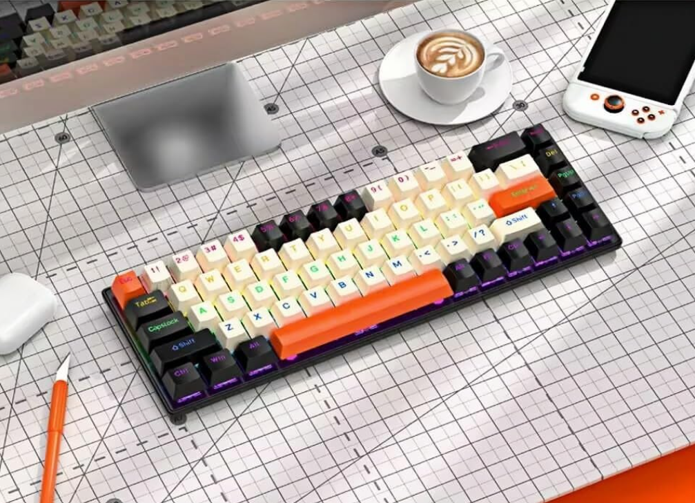 60% Wired Mechanical Gaming Keyboard – 68 Keys, RGB Backlit, Red Switch, Compact for PC/Mac/Laptop – Dim Light Color