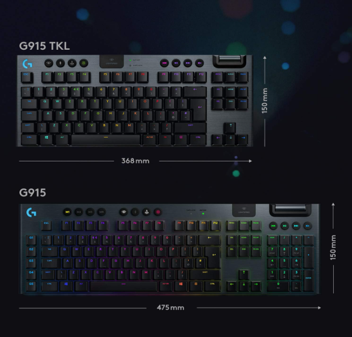 Logitech G915 TKL Wireless RGB Gaming Keyboard – Low Profile Tactile Switches, Lightsync, Lightspeed & Bluetooth