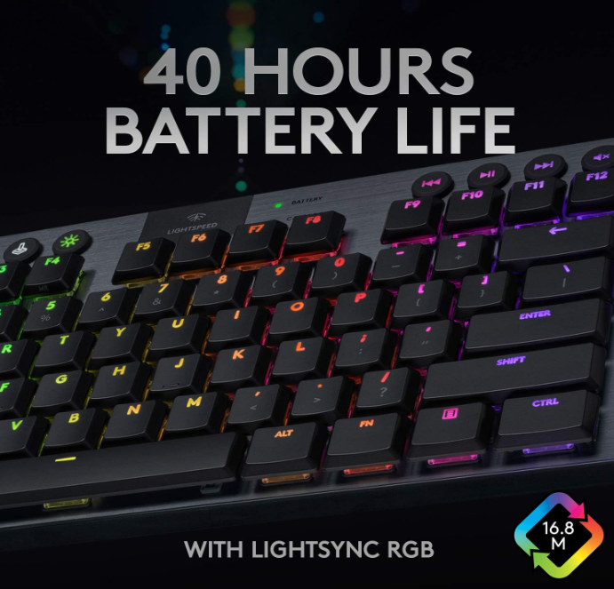 Logitech G915 TKL Wireless RGB Gaming Keyboard – Low Profile Tactile Switches, Lightsync, Lightspeed & Bluetooth
