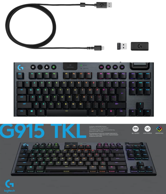 Logitech G915 TKL Wireless RGB Gaming Keyboard – Low Profile Tactile Switches, Lightsync, Lightspeed & Bluetooth
