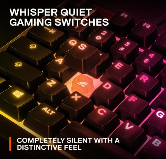 SteelSeries Apex 3 TKL RGB Gaming Keyboard – Compact, 8-Zone RGB, Quiet Switches, IP32 Water-Resistant, Anti-Ghosting – Black