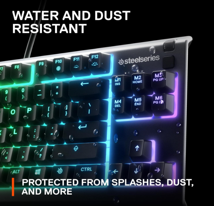 SteelSeries Apex 3 TKL RGB Gaming Keyboard – Compact, 8-Zone RGB, Quiet Switches, IP32 Water-Resistant, Anti-Ghosting – Black