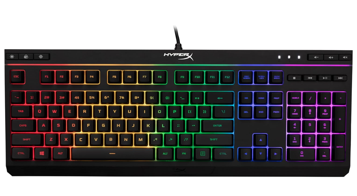 HyperX Alloy Core RGB Gaming Keyboard – Silent Membrane Keys, RGB Lighting, Spill-Resistant, Media Controls, Black