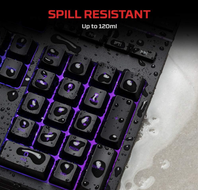 HyperX Alloy Core RGB Gaming Keyboard – Silent Membrane Keys, RGB Lighting, Spill-Resistant, Media Controls, Black
