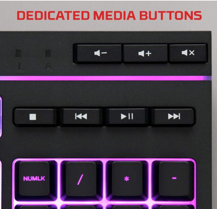 HyperX Alloy Core RGB Gaming Keyboard – Silent Membrane Keys, RGB Lighting, Spill-Resistant, Media Controls, Black