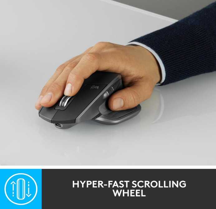 Logitech MX Master 2S Wireless Mouse – Bluetooth, Multi-Device, Fast Scrolling, Ergonomic, Rechargeable – Graphite