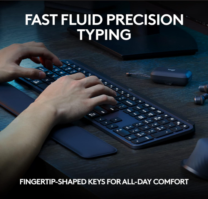 Logitech MX Keys S Wireless Keyboard – Low Profile, Quiet Typing, Backlit, Bluetooth/USB-C, Multi-OS – Graphite