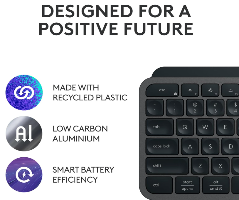 Logitech MX Keys S Wireless Keyboard – Low Profile, Quiet Typing, Backlit, Bluetooth/USB-C, Multi-OS – Graphite