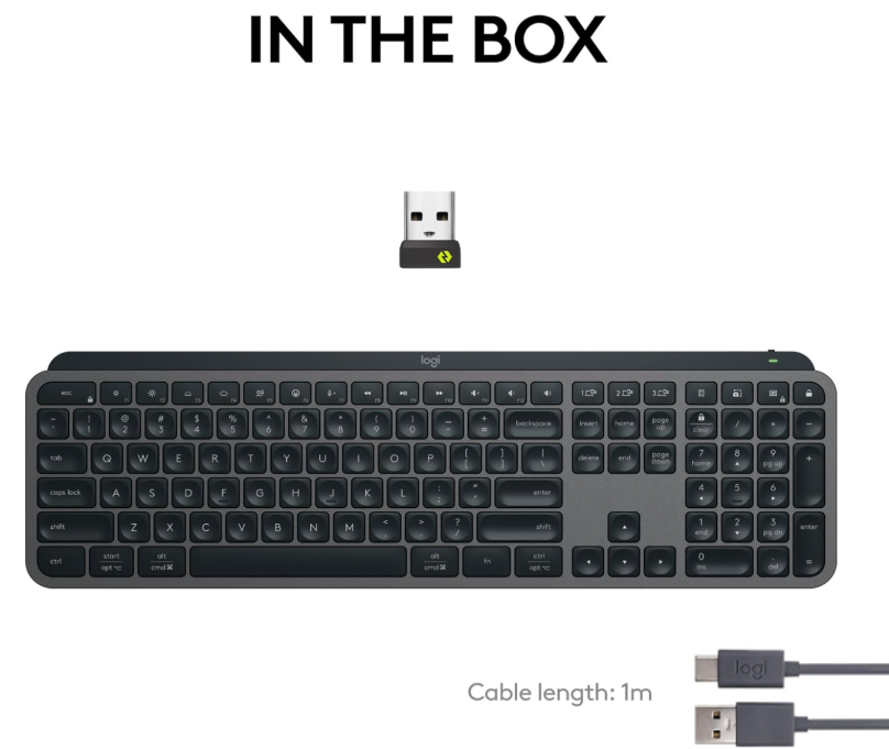 Logitech MX Keys S Wireless Keyboard – Low Profile, Quiet Typing, Backlit, Bluetooth/USB-C, Multi-OS – Graphite