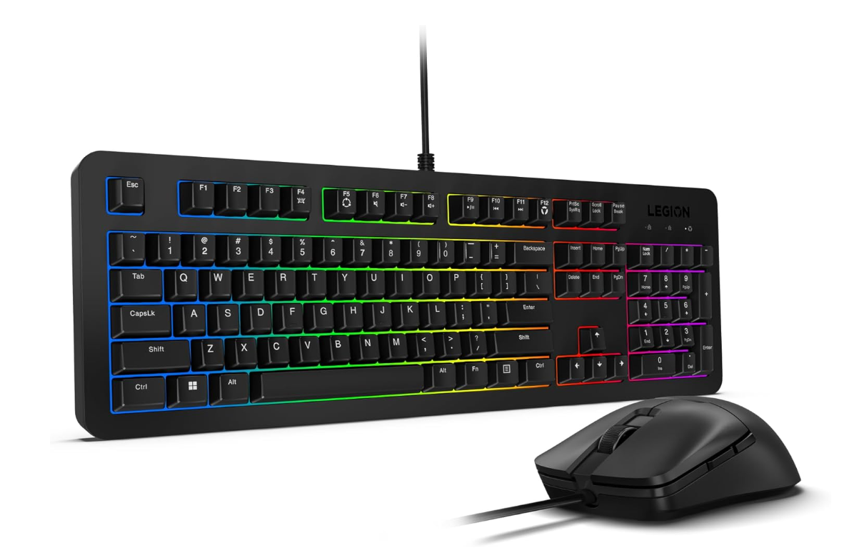 Lenovo Legion KM310 RGB Gaming Keyboard & Mouse Combo – Silent, Water-Resistant Keyboard + 8000 DPI, 6-Button Mouse