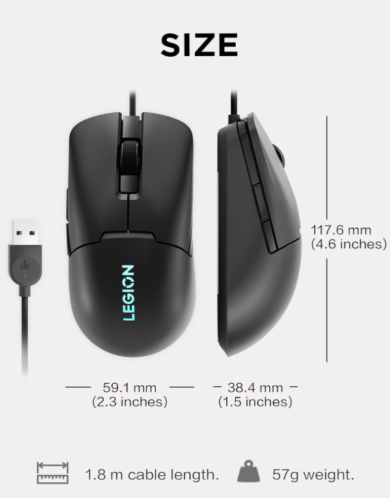 Lenovo Legion KM310 RGB Gaming Keyboard & Mouse Combo – Silent, Water-Resistant Keyboard + 8000 DPI, 6-Button Mouse