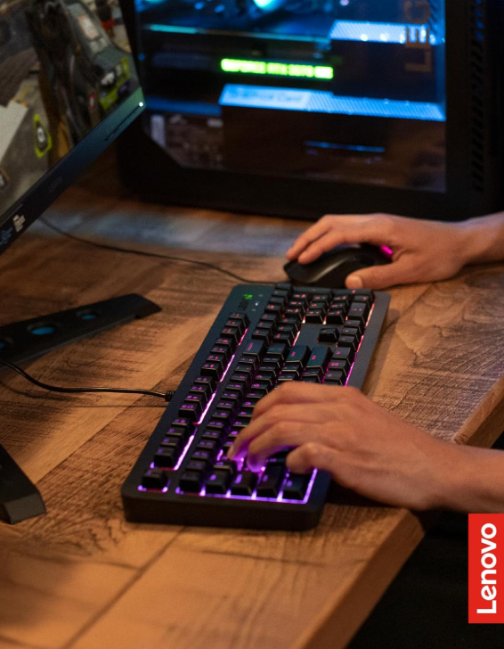 Lenovo Legion KM310 RGB Gaming Keyboard & Mouse Combo – Silent, Water-Resistant Keyboard + 8000 DPI, 6-Button Mouse