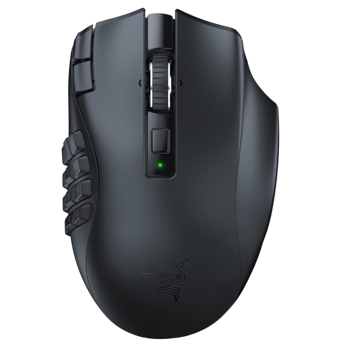 Razer Naga V2 HyperSpeed Wireless MMO Mouse – 19 Buttons, HyperScroll, 30K Sensor, Gen-2 Switches, 400Hr Battery