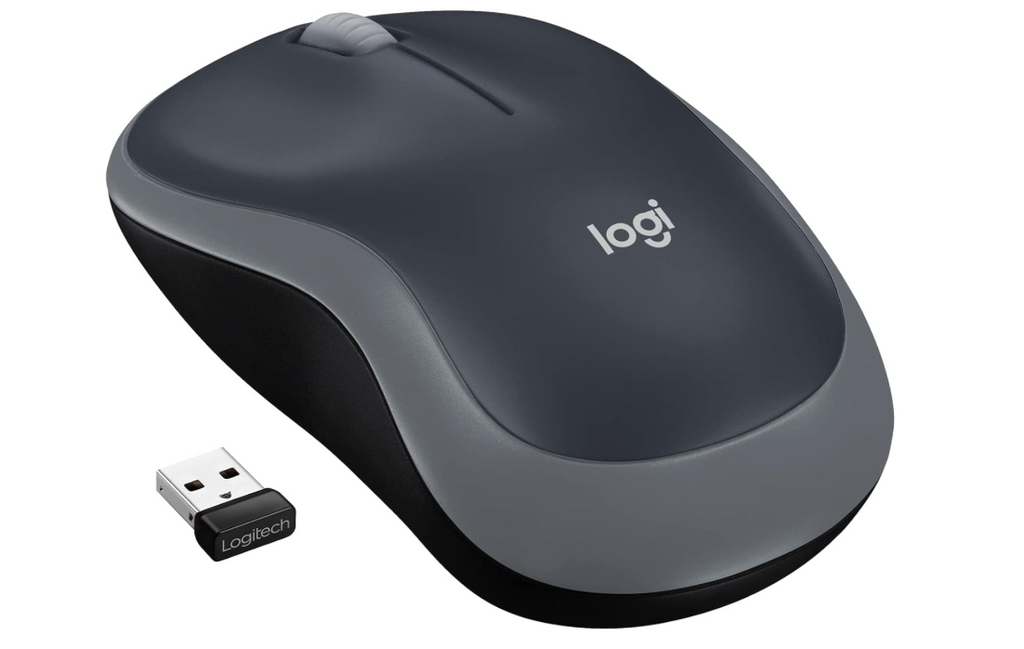 Logitech M185 Wireless Mouse – 2.4GHz, USB Receiver, 12-Mo Battery, 1000 DPI – PC/Mac – Swift Grey