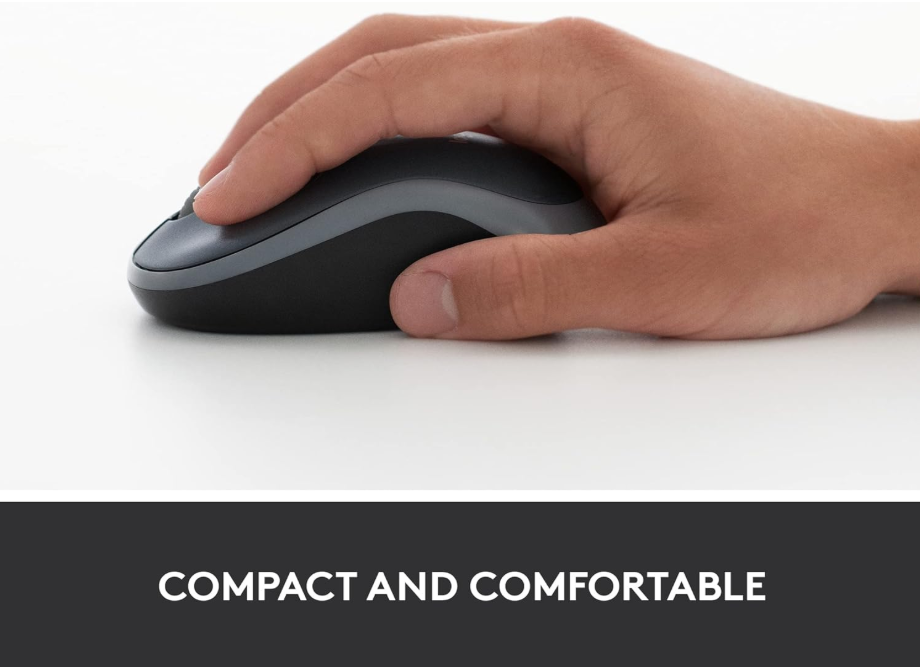 Logitech M185 Wireless Mouse – 2.4GHz, USB Receiver, 12-Mo Battery, 1000 DPI – PC/Mac – Swift Grey