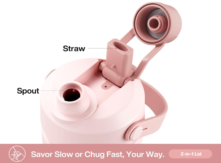 26 oz Insulated Water Bottle – 2-in-1 Straw & Spout Lid, Leak-Proof, Fits Cup Holder – Cotton Candy